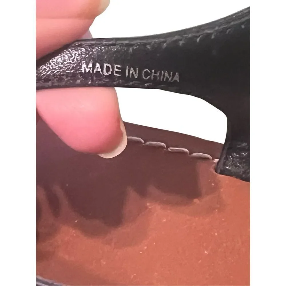 Tory Burch Violet Sandal Shoe sz 9.5 T-Strap Black Leather Rhinestone